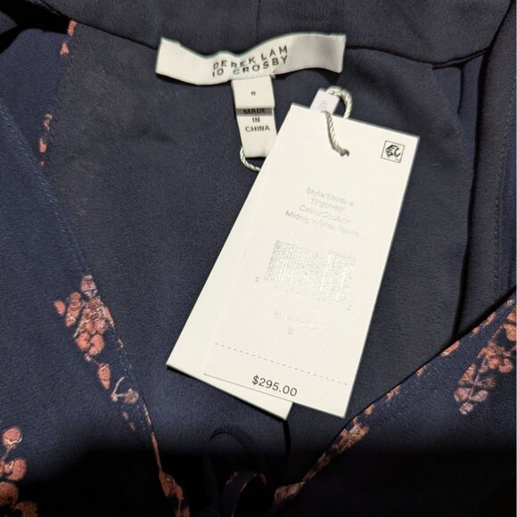 DEREK LAM 10 CROSBY Top Womens Sz 8 blue Floral sleeveless summer Bohemian - Picture 10 of 12